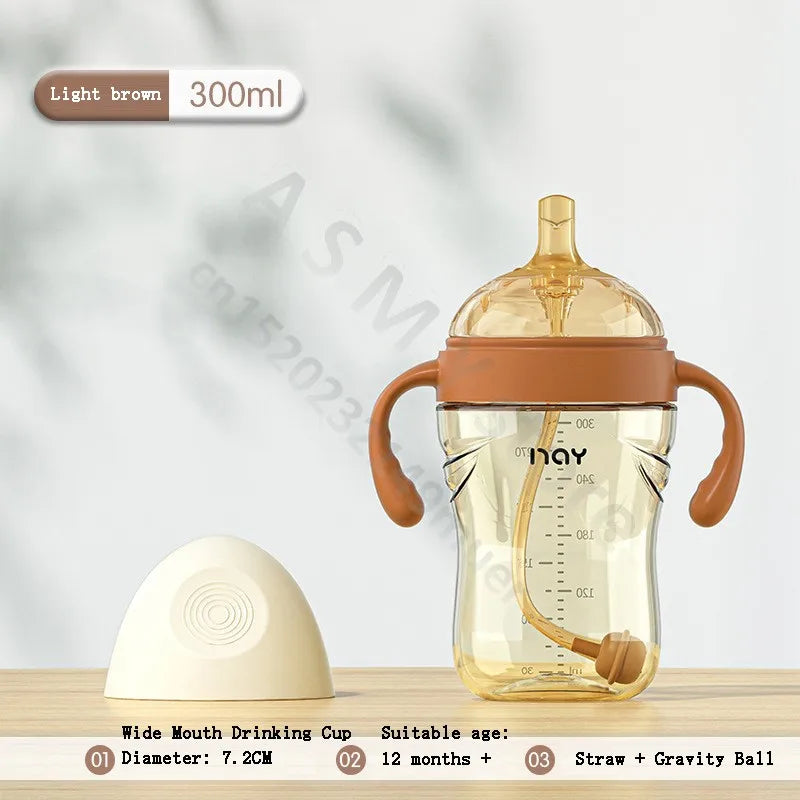 Baby Milk Bottle | Wide Mouth, Duck Nipple & Training Drink Cup