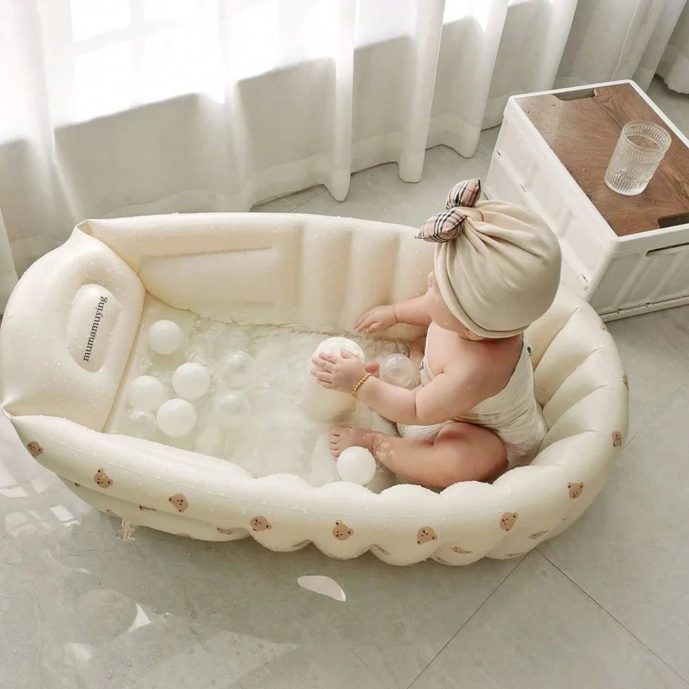 Inflatable Baby Bathtub & Chair – Portable Toddler Seat with Back Support