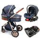 Poussette 3 en 1 à profil haut avec siège auto et fixation ISOFIX
