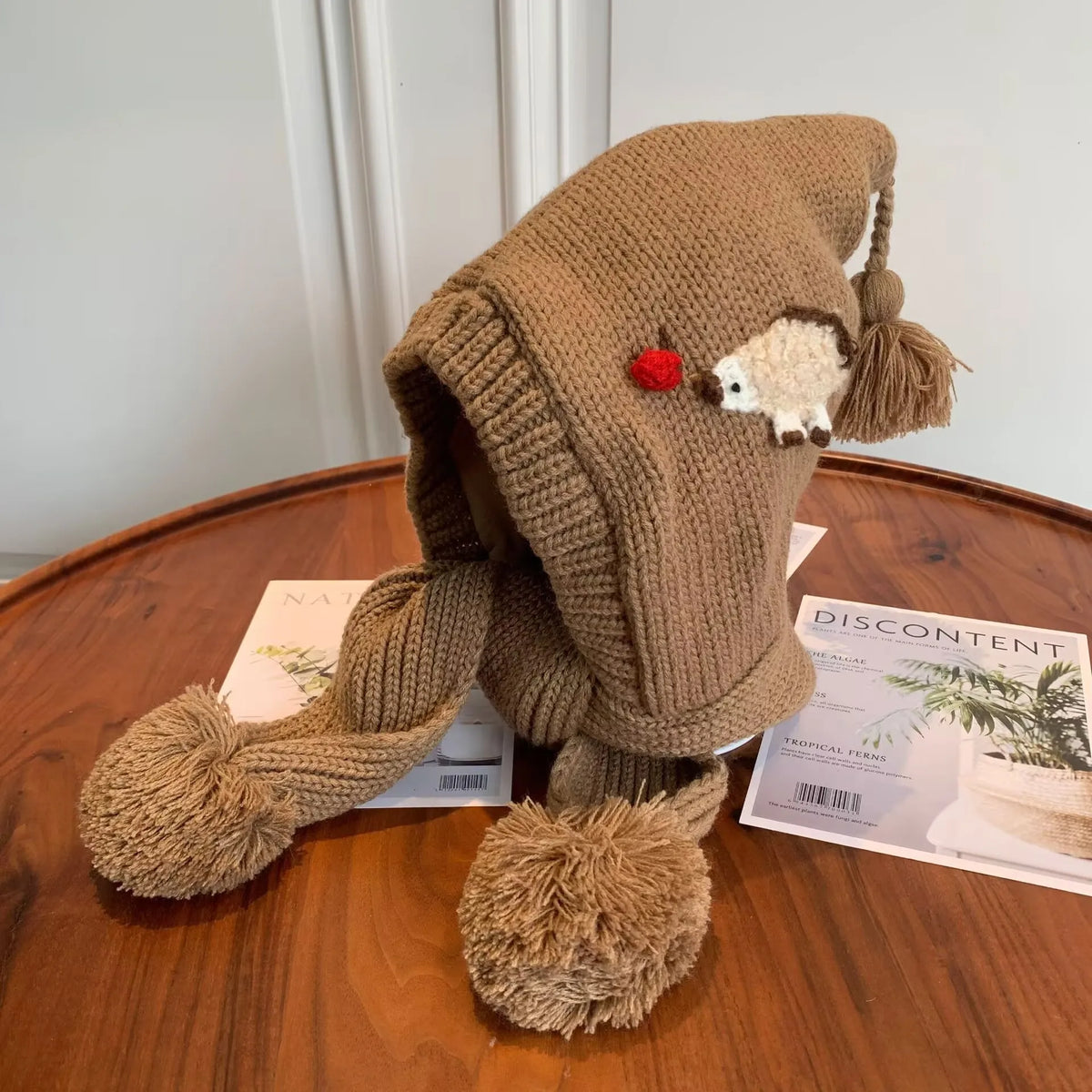 Christmas Knit Hat & Scarf – Warm One-Piece Winter Cap for Kids
