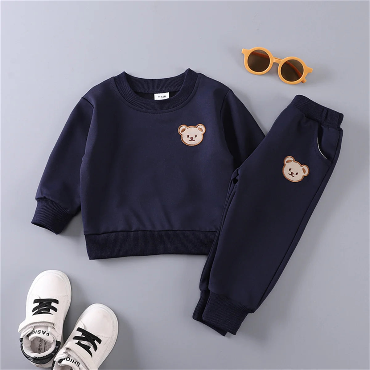 Ensemble 2 pièces pour enfant – Printemps/Automne Petit Ours Manches Longues et pantalon