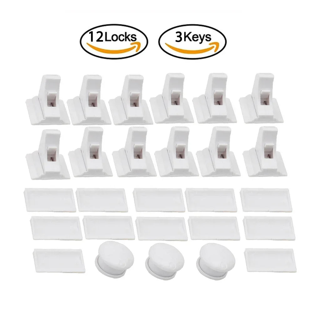 No-Screw Baby Safety Cabinet Locks for Kitchen