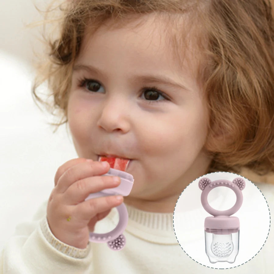 Bidon d'alimentation pour nouveau-né – Anneau de dentition en silicone pour fruits et légumes