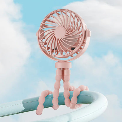 Mini Portable 3-Speed Stroller Fan – USB Clip-On with Flexible Tripod